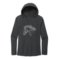 23524 - Horse Head Ladies Hooded Tee