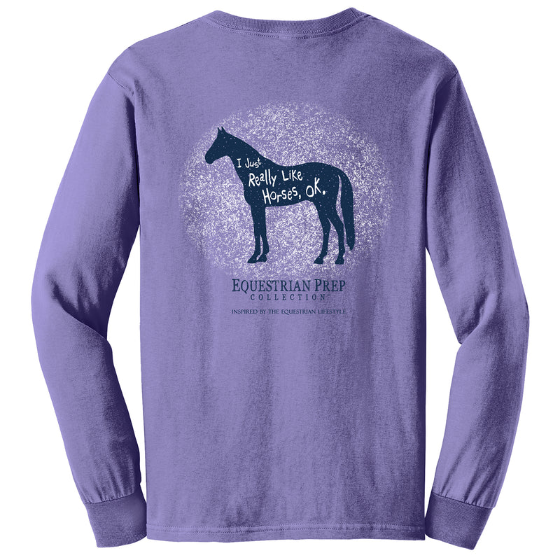 EP-189 I Just Really Like Horses - Adult Comfort Colors Long Sleeve Tee