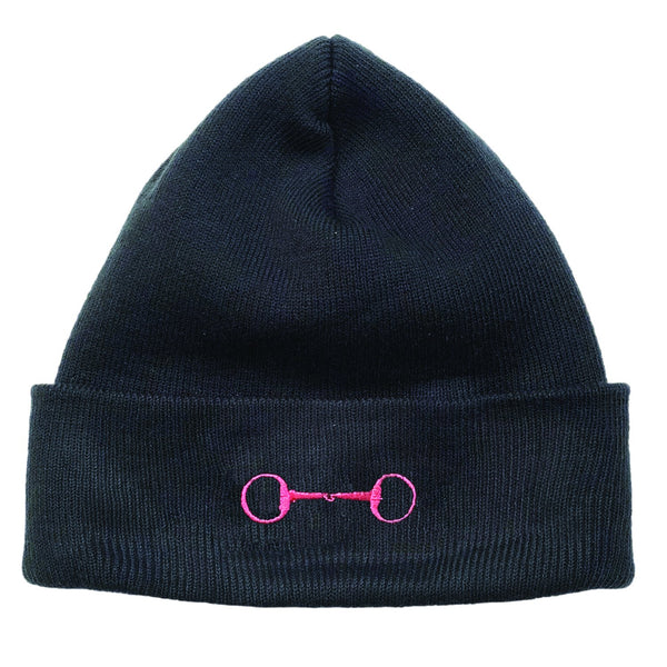 HA215 Eggbutt Bit Black Knit Cap