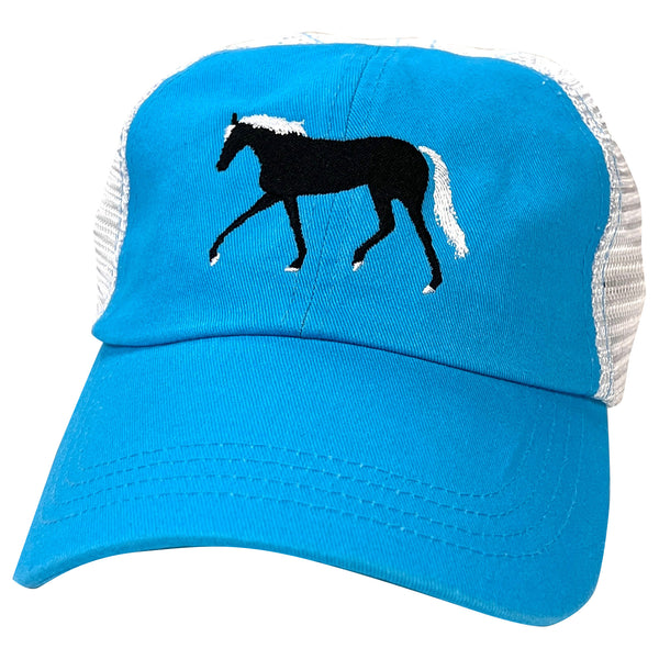 HA323 Black & White Horse Trucker Cap