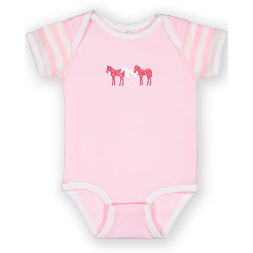 T240 3 Ponies Infant Bodysuit, Pink